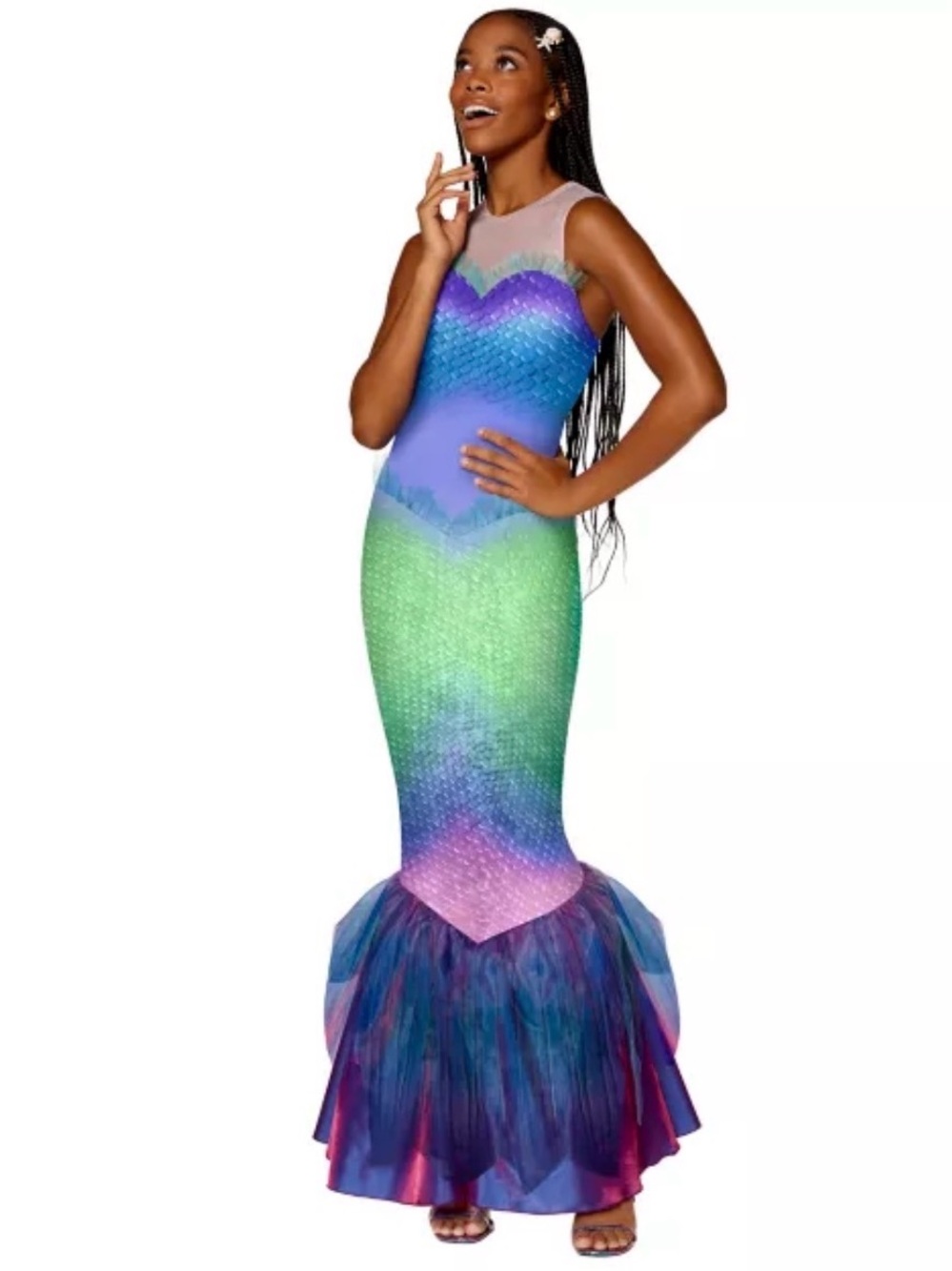 Disney Mermaid Tail Dress in Green, Blue & Purple Gradient